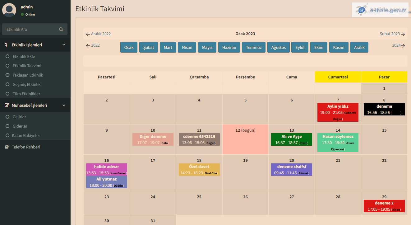 Düğün Takip, Salon Takip Programı