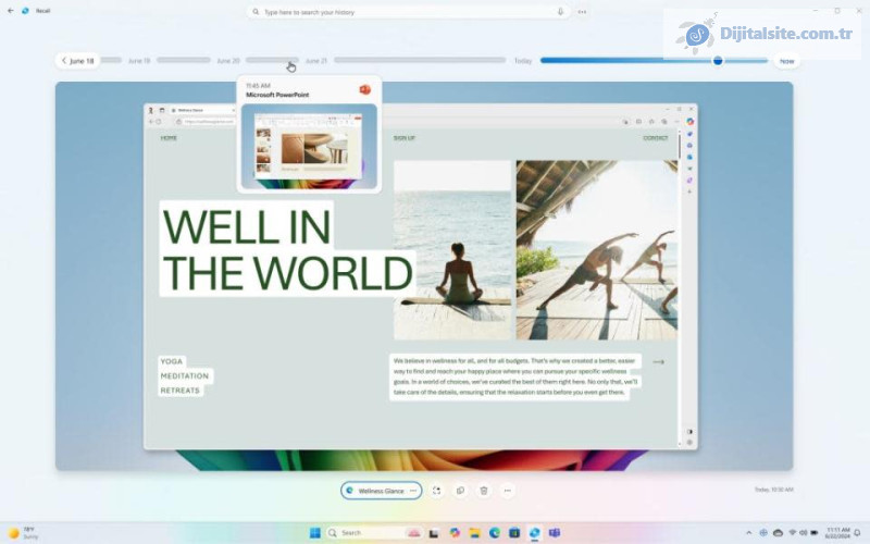 PowerPoint slaydını gösteren Windows Geri Çağırma ekran görüntüleri (