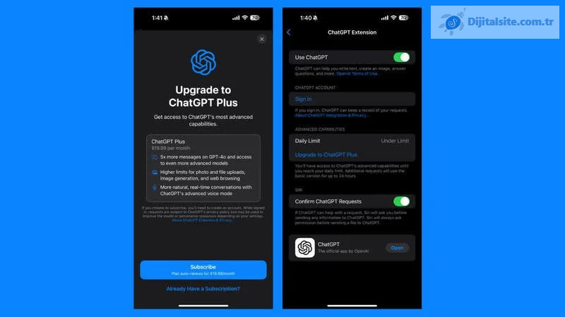 Apple, iOS 18.2'ye ChatGPT abonelik seçeneğini ekleyebilir