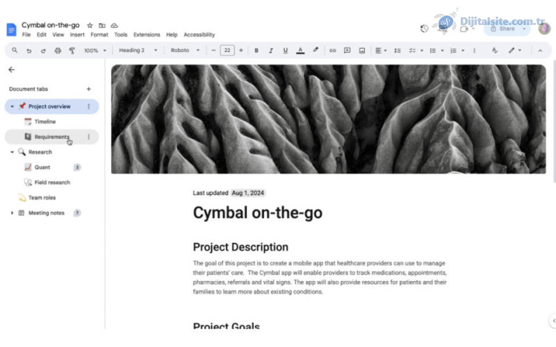 Google Dokümanlar, düzenli kalmanıza yardımcı olmak için sekmeler ekliyor