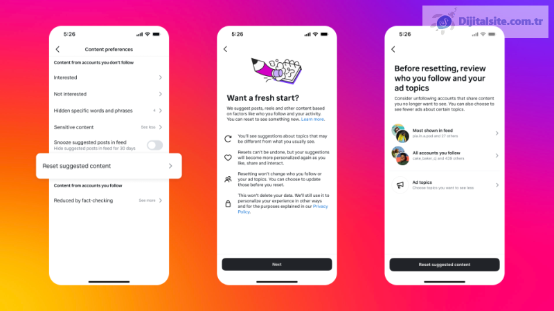 Instagram önerilerinizi 'sıfırlamanıza' izin verecek