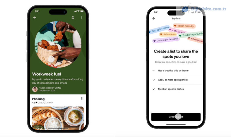 Uber Eats artık kullanıcıların en sevdikleri yemeklerin listelerini oluşturmalarına ve paylaşmalarına olanak tanıyacak
