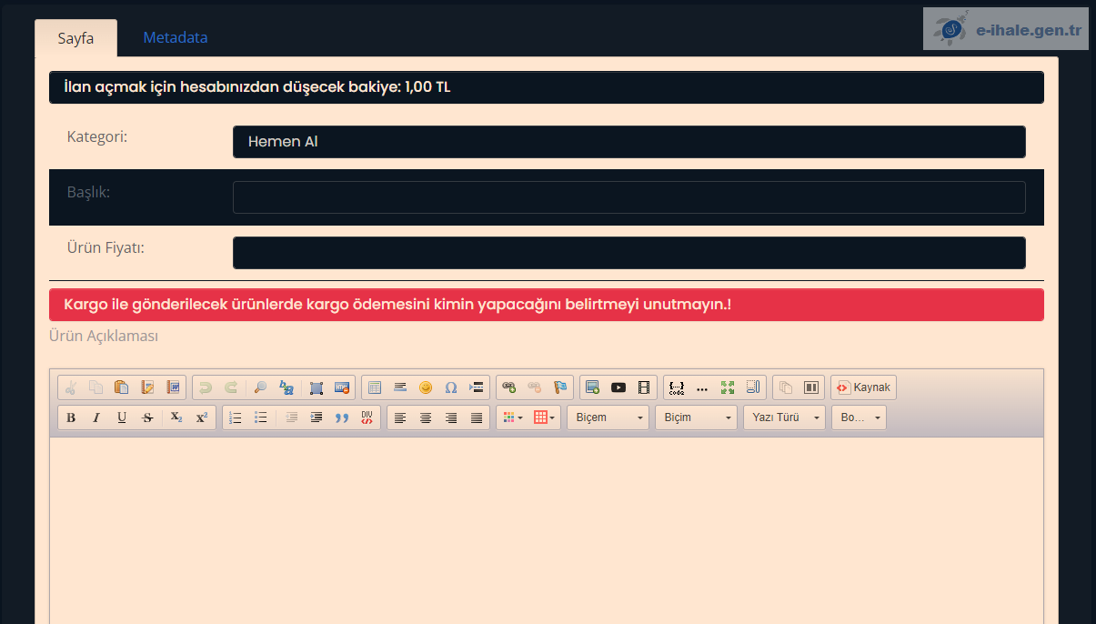 Hemen Al İlan Nasıl Eklerim? (kaldırıldı)