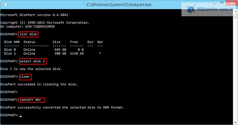 Windows bu diske yüklenemez. Seçilen disk GPT bölümü stilinde hatası çözümü