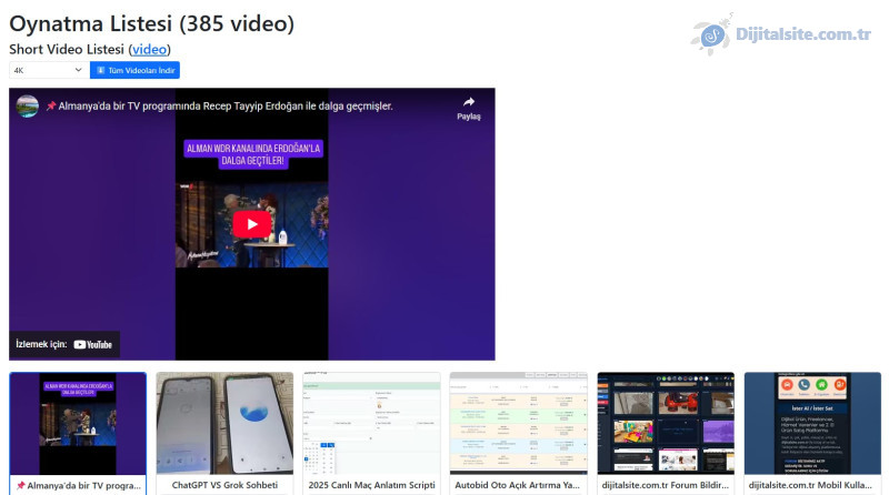 YouTube Toplu Short ve Normal Video İndirme Scripti
